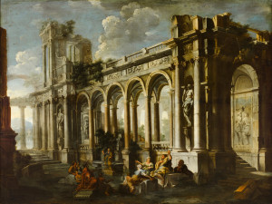 Pietro Cappelli - Capriccio with Figures before a Ruined Arcade