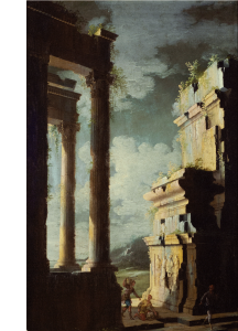 Leonardo Coccorante - #2 of a pair of Capricci with Figures and Ruins by the Sea