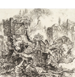 Detail of Piranesi print of ruins of Nero's tomb