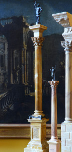 Marble models of Roman ruins before a PIetro Cappelli capriccio of ruins, Piraneseum.